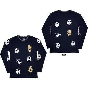 The Nightmare Before Christmas - Character Heads Uni Navy Longsleeve ryhmässä MERCHANDISE / T-paita / Film-Musikal @ Bengans Skivbutik AB (5586794r)