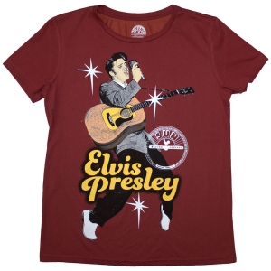 Elvis Presley - Sun Records Elvis Mic Lady Red T-Shirt ryhmässä MERCHANDISE / T-paita / Pop-Rock @ Bengans Skivbutik AB (5587305r)