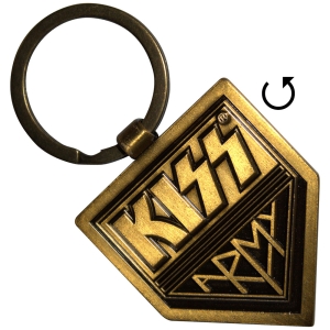 Kiss   - Gold Army Pennant Double-Sided Keychain ryhmässä MERCHANDISE / Merch / Nyheter / Hårdrock @ Bengans Skivbutik AB (5589258)