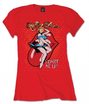 R: Rolling Stones Start Me Up Red Ladies T Shirt ryhmässä Minishops / Rolling Stones @ Bengans Skivbutik AB (V-2628402)