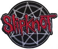 Slipknot - Red Logo Over Nonagram Woven Patch