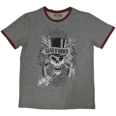 Guns N Roses - Faded Skull Ringer Uni Grey    S