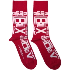 Five Finger Death Punch - Pixeled Skull Repeat Uni Red Socks