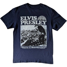 Elvis Presley - Sun Records Elvis Heartbreaker Uni Navy T-Shirt